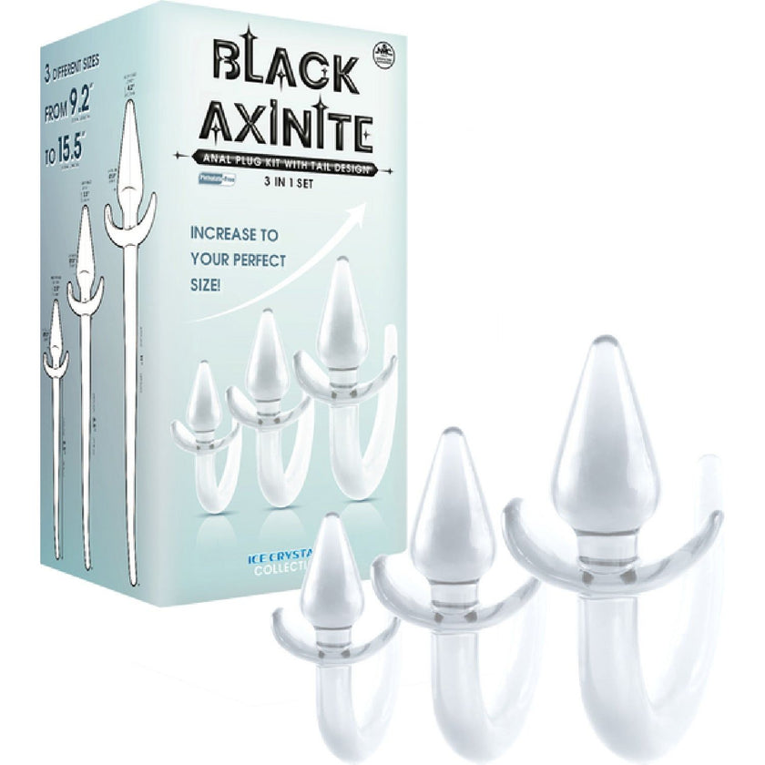 Excellent Power - Black Axinite 3-In-1 Anal Plug Kit with Tail | Anal Plug Kit