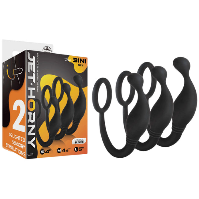 Excellent Power – Jet Horny 3-in-1 Set Prostate Plug with Love Ring | Prostate Plug & Cock Ring Combo Kit