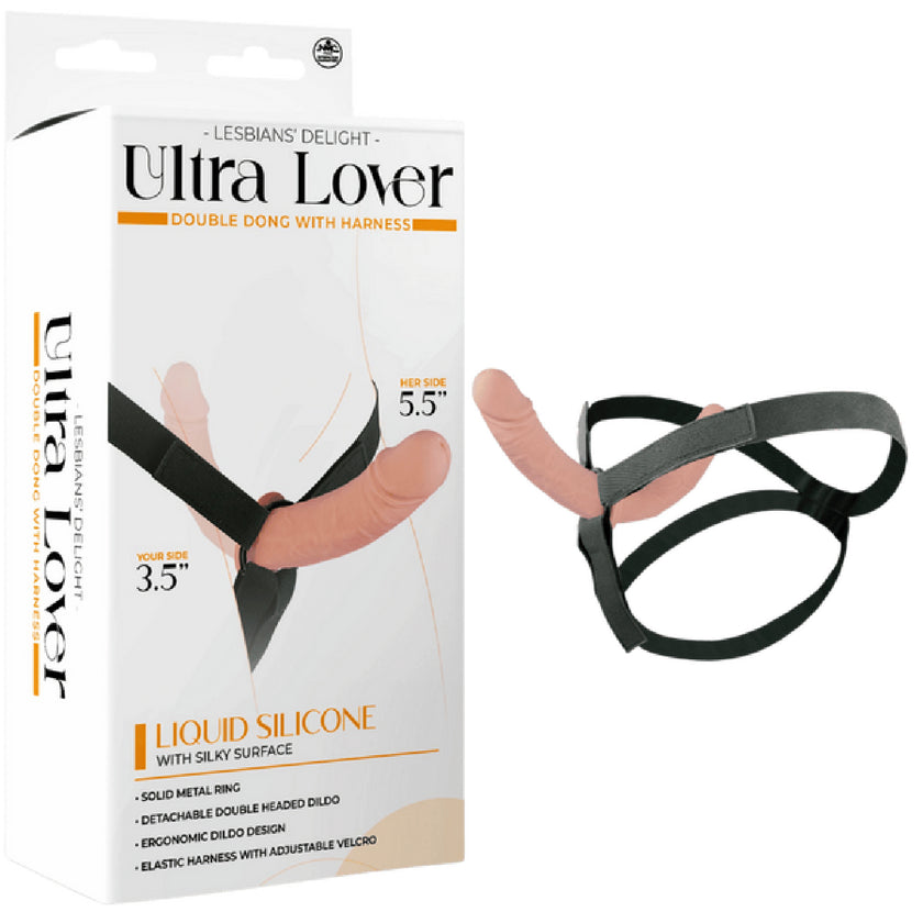 Excellent Power – Lesbians Delight Ultra Lover Double Dong with Harness | Adjustable Strap-On Set