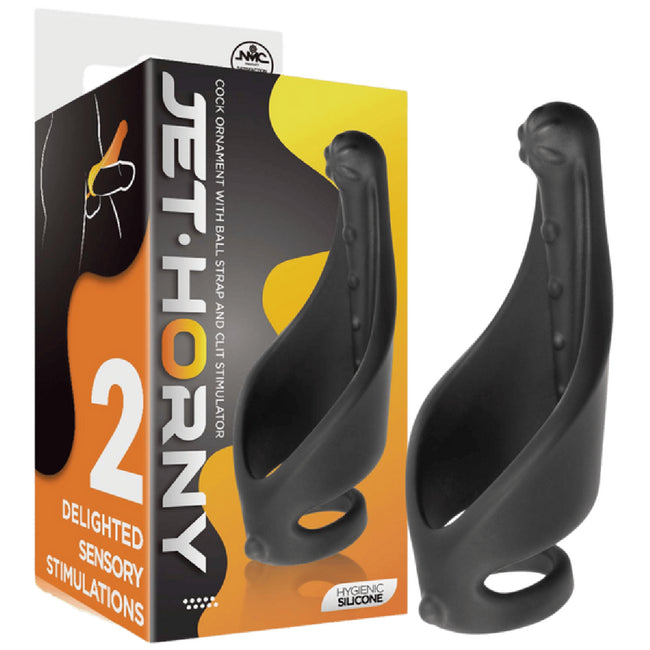 Excellent Power – Jet Horny Cock Ring with Ball Strap and Clit Stimulator | Cock Ring with Ball Strap