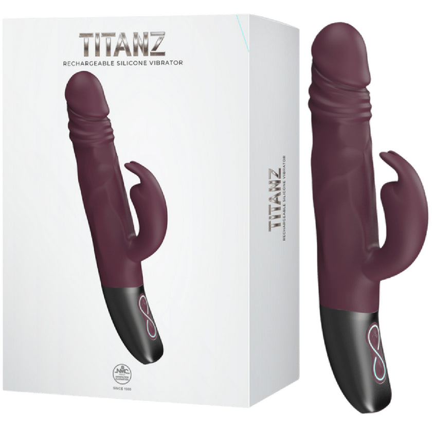 Excellent Power – Titanz Rotating Rabbit Rechargeable Silicone Vibrator | Thrusting & Rotating Rabbit Vibrator