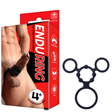 Excellent Power – Enduring Triple Rings with Ball Stretcher | Cock & Ball Ring