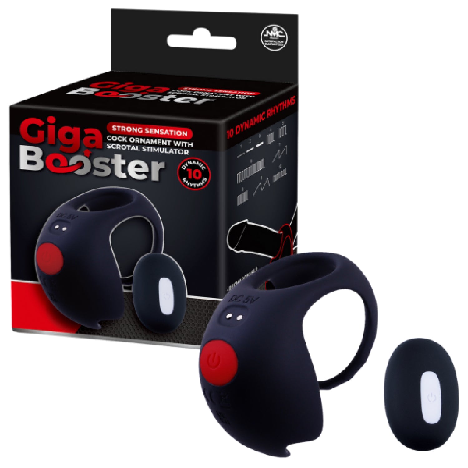 Excellent Power - Giga Booster Cock Ornament with Scrotal Stimulator| Rechargeable R.C Cock Ring