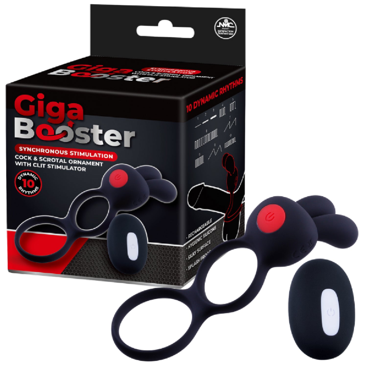 Excellent Power - Giga Booster Cock & Scrotal Ornament with Clit Stimulator | Rechargeable R.C Cock & Ball Ring