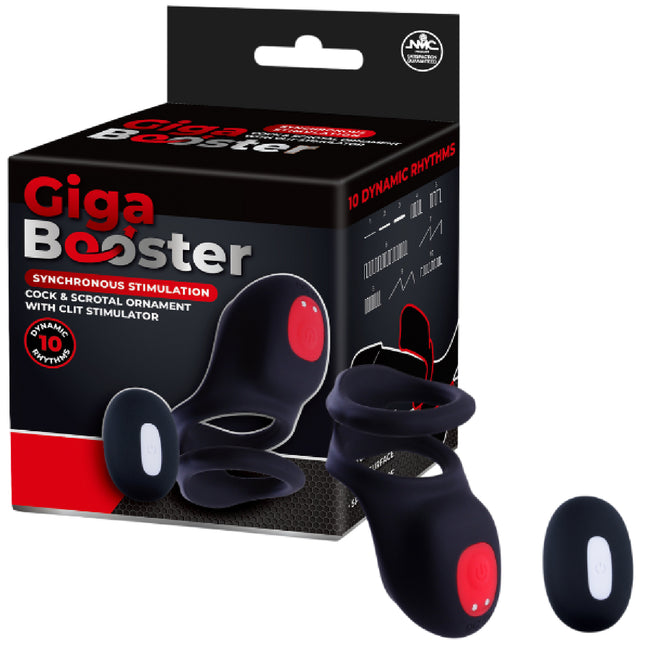 Excellent Power - Giga Booster Cock & Scrotal Ornament with Clit Stimulator | Rechargeable R.C Cock & Ball Ring