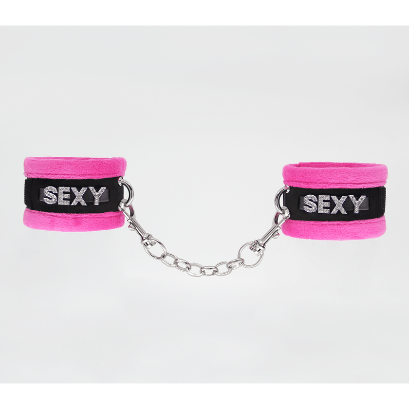 Love In Leather - Sexy Diamante Wrist Restraints | Pink