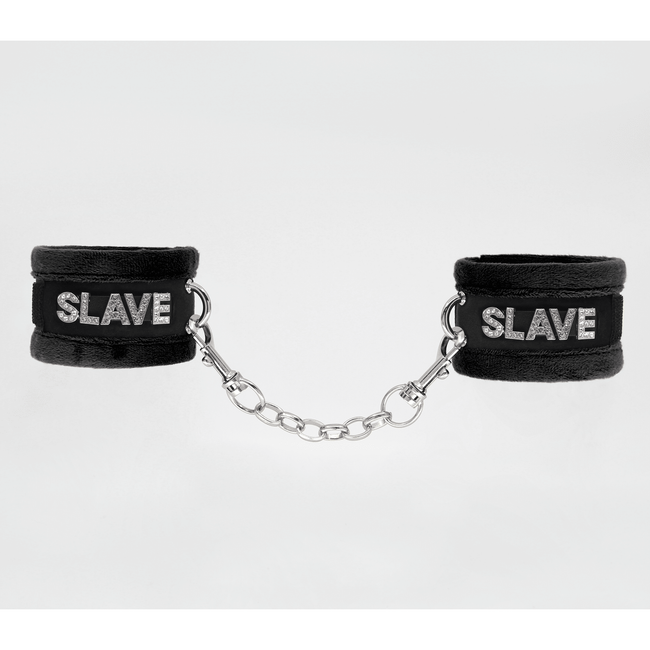 Love In Leather - Slave Diamante Wrist Restraints | Black