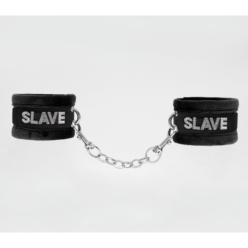 Love In Leather - Slave Diamante Wrist Restraints | Black