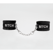 Love In Leather - Bitch Diamante Wrist Restraints | Black