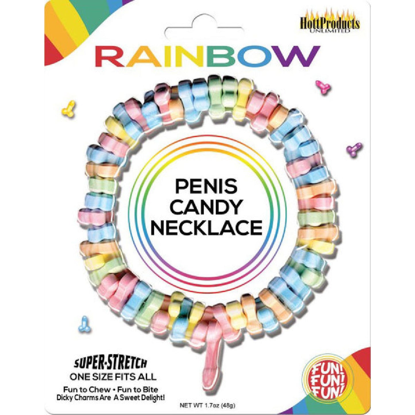 Hott Products Unlimited - Rainbow Penis Candy Necklace | Edible Pecker Necklace
