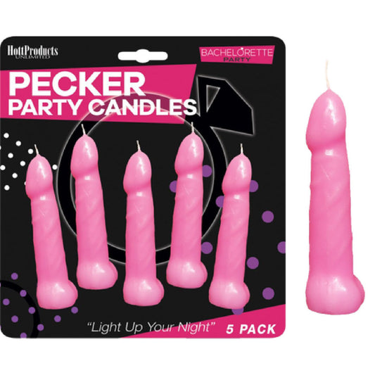 Hott Products Unlimited – Bachelorette Pecker Party Pink Candles 5pk | Party Pecker Candles