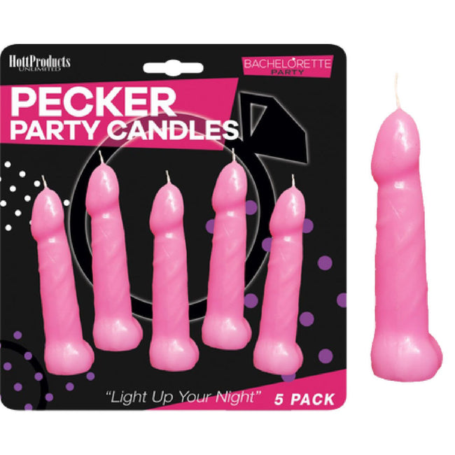 Hott Products Unlimited – Bachelorette Pecker Party Pink Candles 5pk | Party Pecker Candles