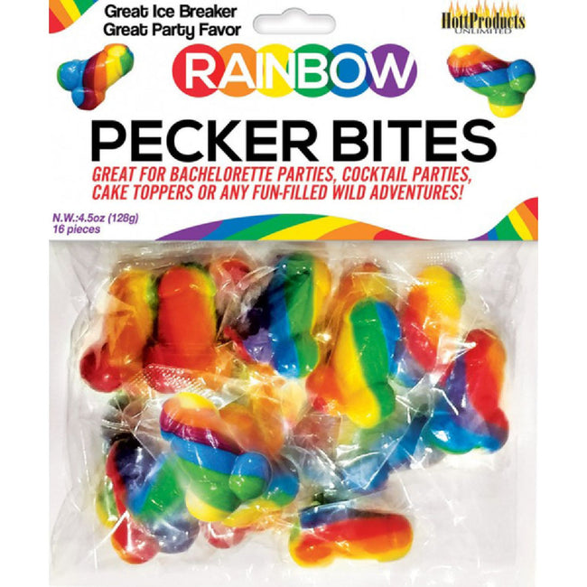 Hott Products Unlimited - Rainbow Pecker Bites | Edible Pecker Shaped Candy