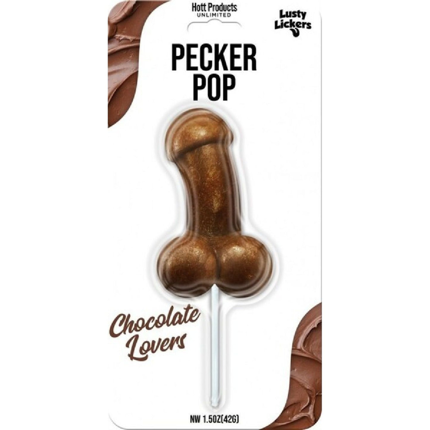 Hott Products Unlimited – Lusty Lickers Pecker Pop Chocolate Lovers | Novelty Lollipop
