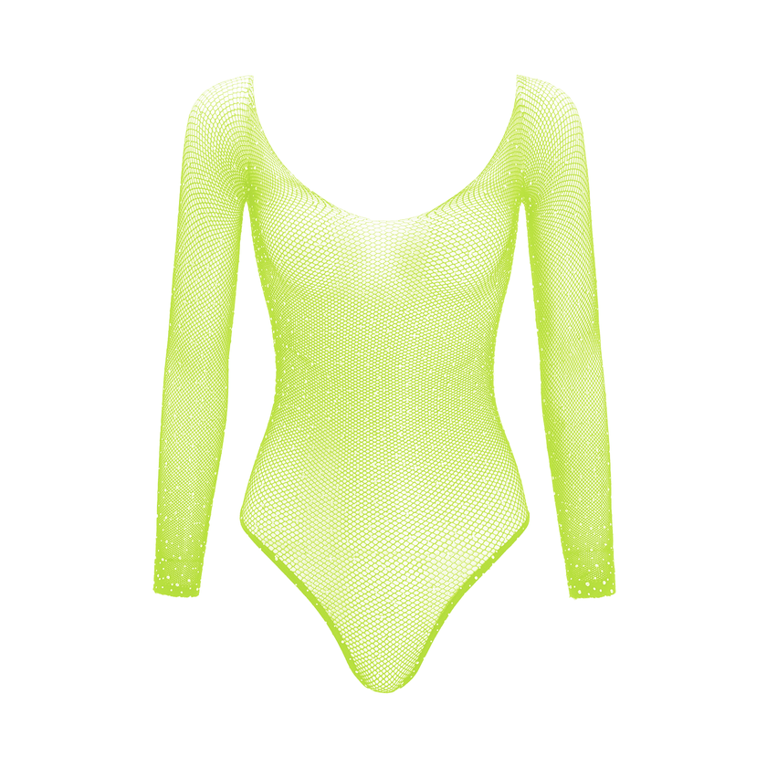 Love In Leather - Mesh Rhinestone Bodysuit | Assorted Colours