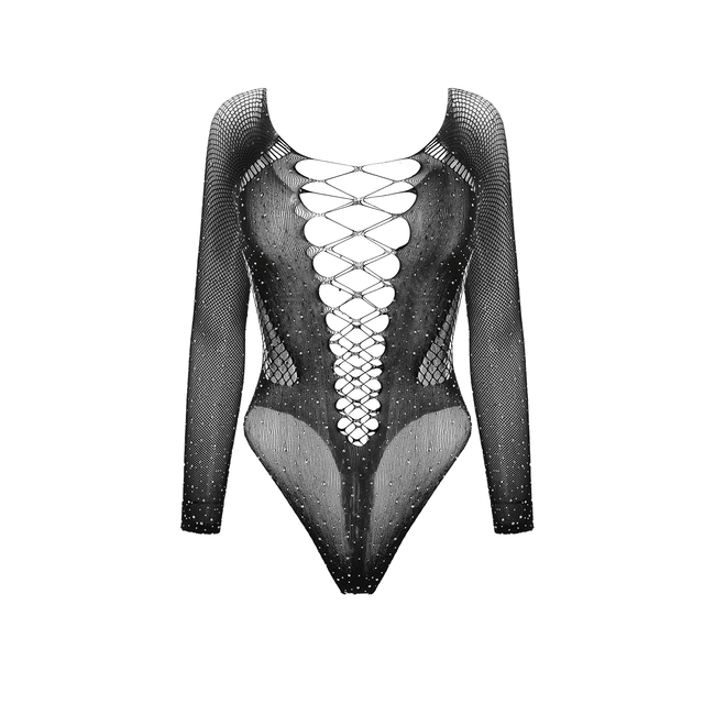 Love In Leather - Rhinestone Cut Out Bodysuit | Assorted Colours