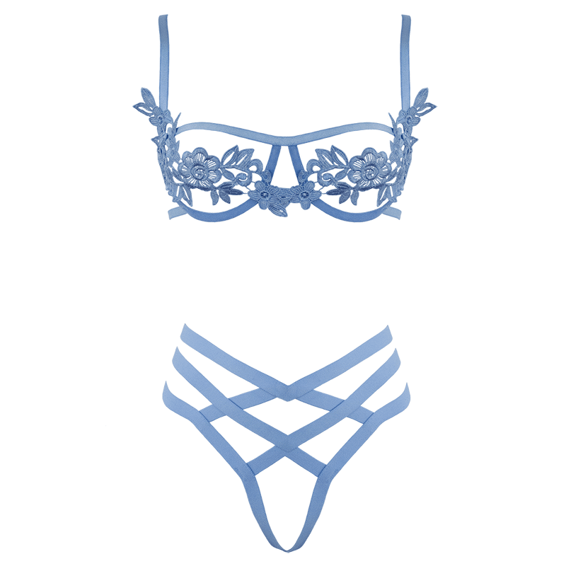 Love In Leather - Blue Petal Cage Set | Medium
