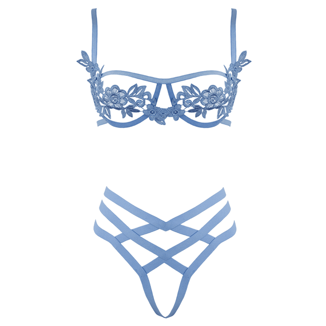 Love In Leather - Blue Petal Cage Set | Large