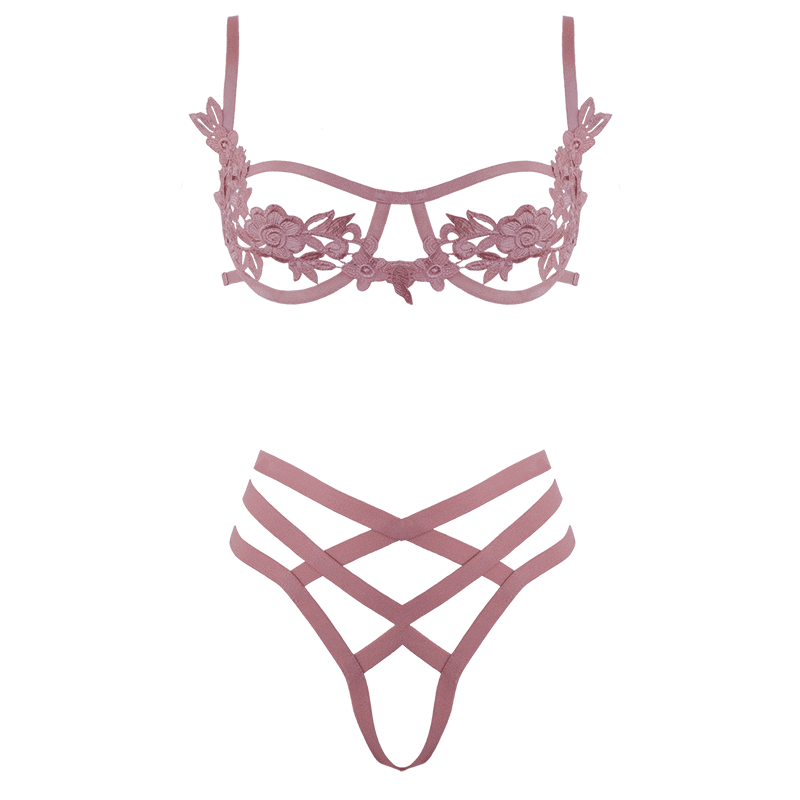 Love In Leather - Pink Petal Cage Set | Large