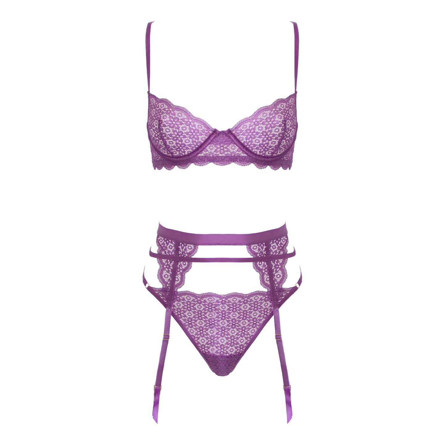 Love In Leather - Purple Two Piece Sexy Lingerie Set | Large