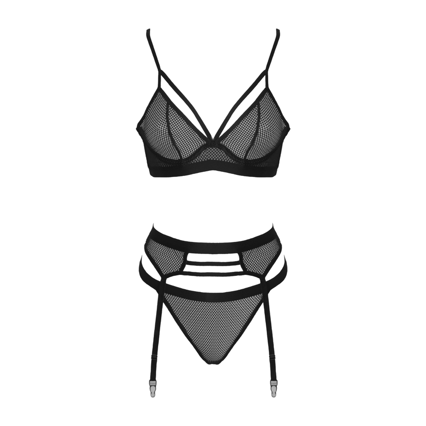 Love In Leather - Black Fishnet Two Piece Set | Medium
