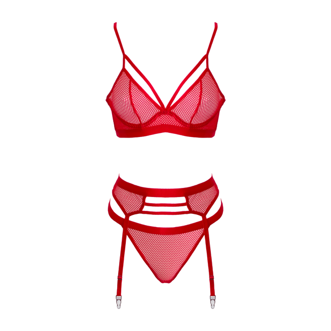 Love In Leather - Red Fishnet Two Piece Set | Medium
