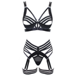 Love In Leather - Black Strappy Harness Lingerie Set | Medium