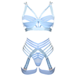 Love In Leather - Blue Strappy Harness Lingerie Set | Medium
