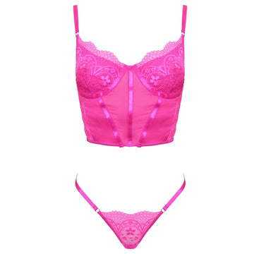 Love In Leather - Pretty In Pink Lingerie Set | Medium