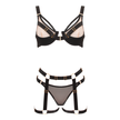 Love In Leather - Strappy Nude & Black Lingerie Set | Small
