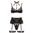 Love In Leather - 5 Piece Black Luxurious Lingerie Set | Large