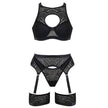 Love In Leather - Sheer 5 Piece Lingerie Set | Small