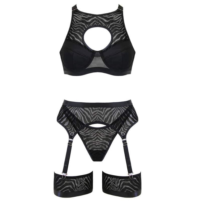 Love In Leather - Sheer 5 Piece Lingerie Set | Medium