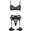 Love In Leather - 5 Piece Embroided Lingerie Set | Small