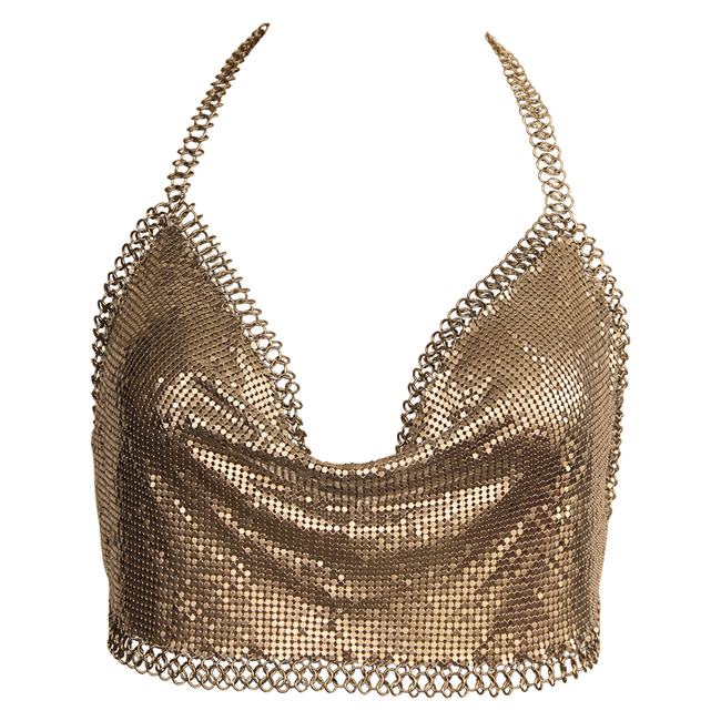 Love In Leather - Muse Cropped Chain Clubwear Top | Gold