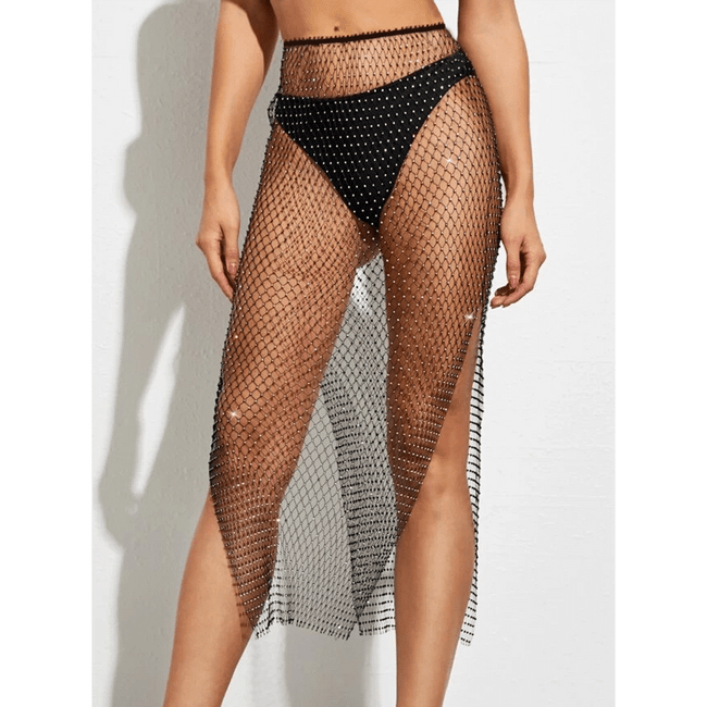 Love In Leather - Mid-Length Diamante Skirt | One Size