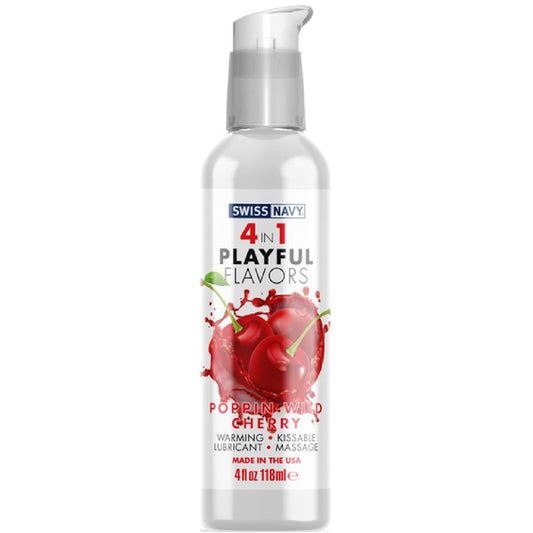 Swiss Navy – 4-In-1 Playful Flavours Poppin Wild Cherry | Multi-Purpose Lubricant & Edible Gel