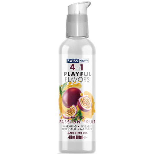 Swiss Navy – 4-In-1 Playful Flavors Wild Passion Fruit | Multi-Purpose Lubricant & Edible Gel