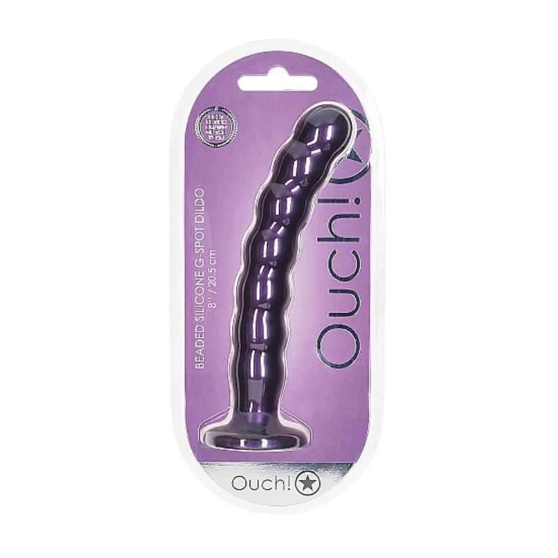 Ouch! - 8 Inch Beaded Silicone G-Spot Dildo | Metallic Range