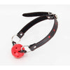 Love In Leather - Heart Design Faux Leather Gag With Breathable Ball | Black and Red