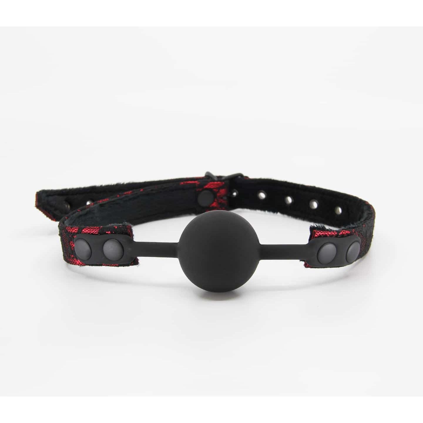 Love In Leather - Satin and Lace Silicone Ball Gag | Red