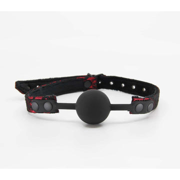 Love In Leather - Satin and Lace Silicone Ball Gag | Red