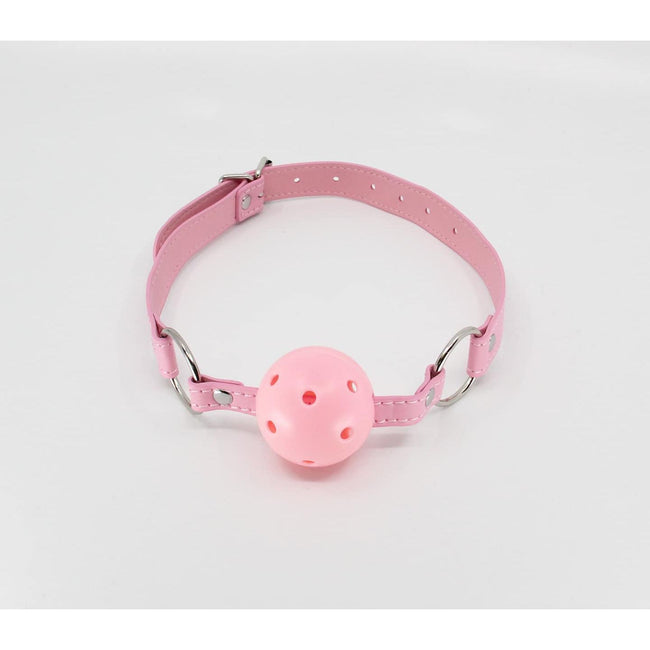 Love In Leather - Breathable Faux Leather Gag | Pink Plastic Ball