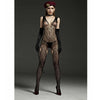 Love In Leather - Crotchless V Neck Paisley Bodystocking | One Size
