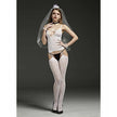 Love In Leather -  White Top w/ Floral Garter Stockings | One Size
