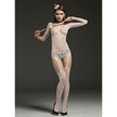 Love In Leather - Blush Micro Fishnet Bodysuit w/ Garter stockings | One Size