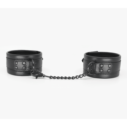 Love In Leather - Faux Leather Ankle Restraints | Chain Join w/ Single Snap