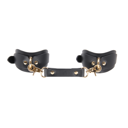 Love In Leather - Gold Shaped Ankle Cuffs | Premium Faux Leather