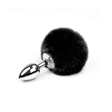 Love In Leather - Black Bunny Tail Butt Plug | Medium
