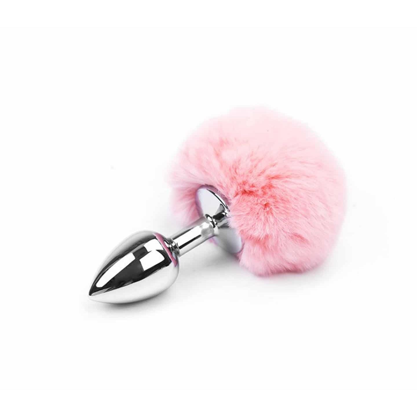 Love In Leather - Pink Bunny Tail Butt Plug | Medium